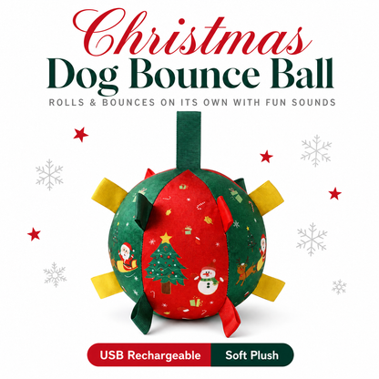 Christmas Dog Bounce Ball - rolls and bounces on its own
